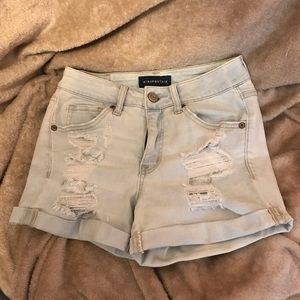Aeropostale High Waisted Midi Denim Shorts Size 0